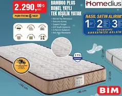 HOMEDİUS BAMBOO PLUS BONEL YAYLI TEK KİŞİLİK YATAK HOMEDİUS BAMBOO PLUS BONEL YAYLI TEK KİŞİLİK YATAK